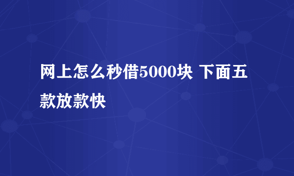 网上怎么秒借5000块 下面五款放款快