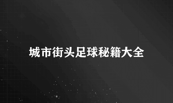 城市街头足球秘籍大全