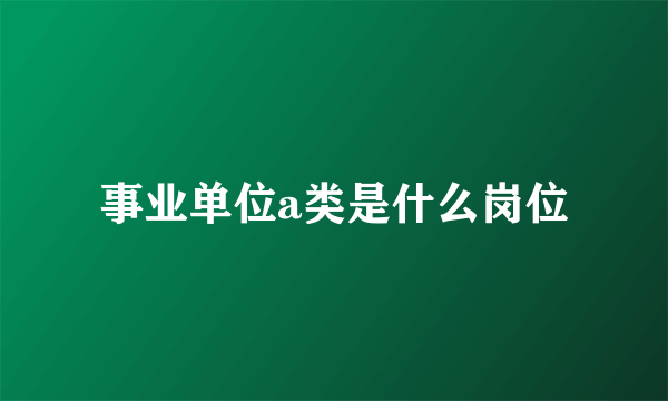 事业单位a类是什么岗位