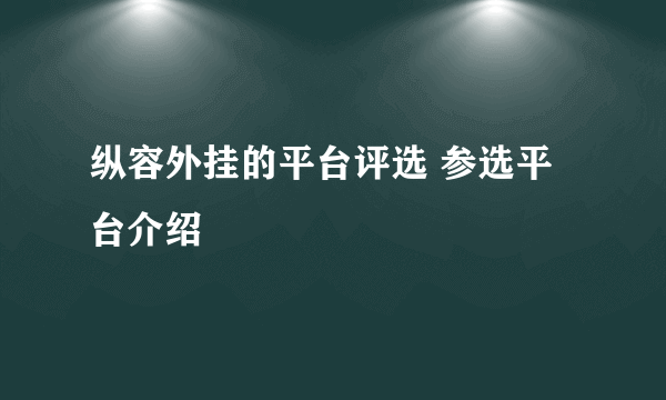 纵容外挂的平台评选 参选平台介绍