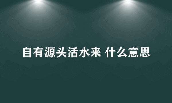 自有源头活水来 什么意思