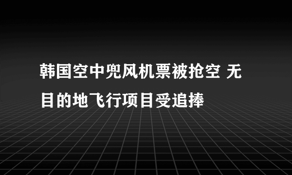 韩国空中兜风机票被抢空 无目的地飞行项目受追捧