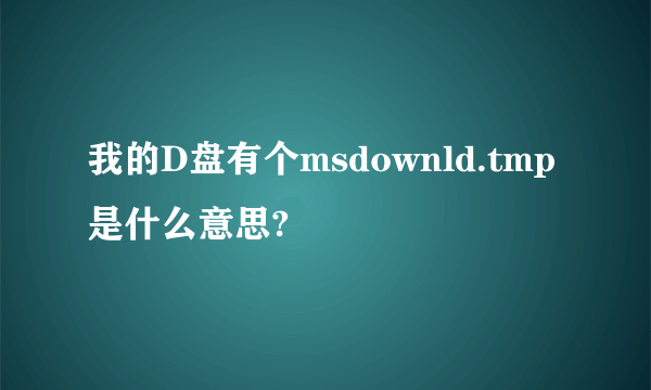 我的D盘有个msdownld.tmp是什么意思?