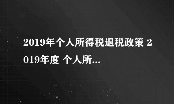 2019年个人所得税退税政策 2019年度 个人所得税 退税）