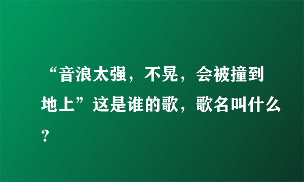 “音浪太强，不晃，会被撞到地上”这是谁的歌，歌名叫什么？