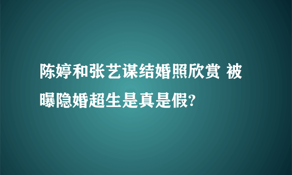 陈婷和张艺谋结婚照欣赏 被曝隐婚超生是真是假?