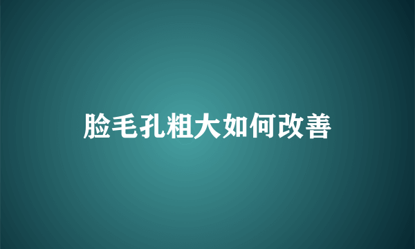 脸毛孔粗大如何改善