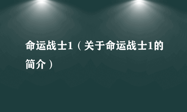 命运战士1（关于命运战士1的简介）