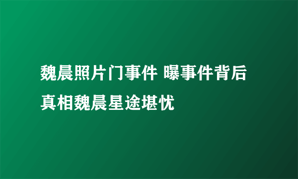 魏晨照片门事件 曝事件背后真相魏晨星途堪忧