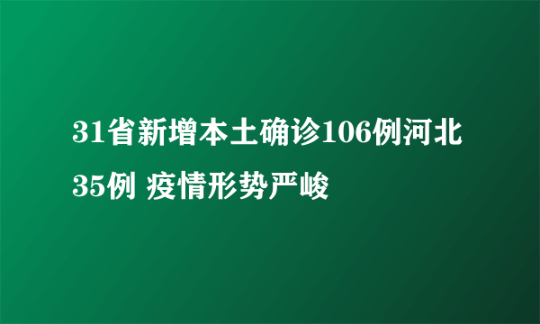 31省新增本土确诊106例河北35例 疫情形势严峻