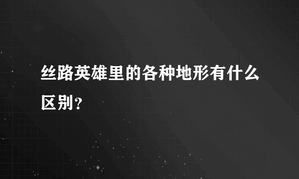 丝路英雄里的各种地形有什么区别？