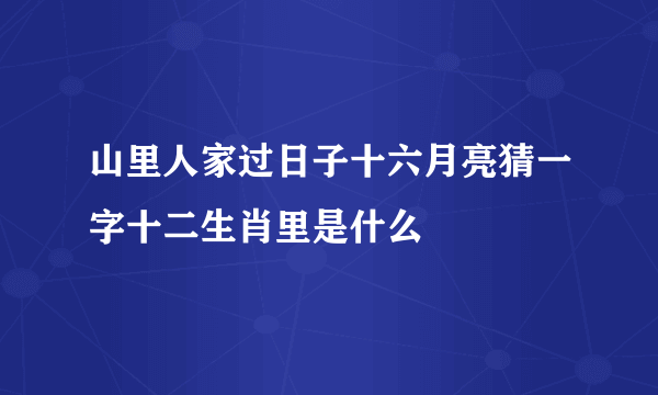 山里人家过日子十六月亮猜一字十二生肖里是什么