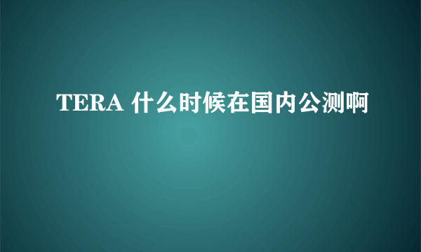 TERA 什么时候在国内公测啊