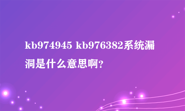 kb974945 kb976382系统漏洞是什么意思啊？