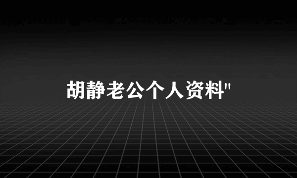 胡静老公个人资料