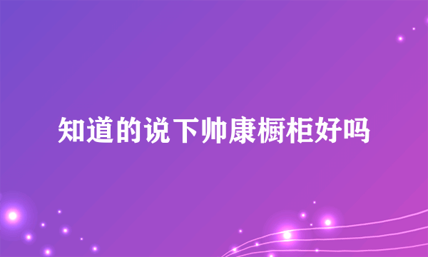 知道的说下帅康橱柜好吗