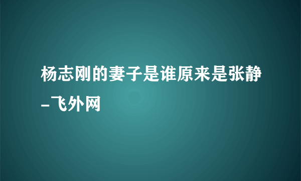 杨志刚的妻子是谁原来是张静-飞外网