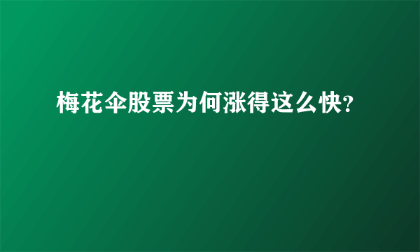 梅花伞股票为何涨得这么快？