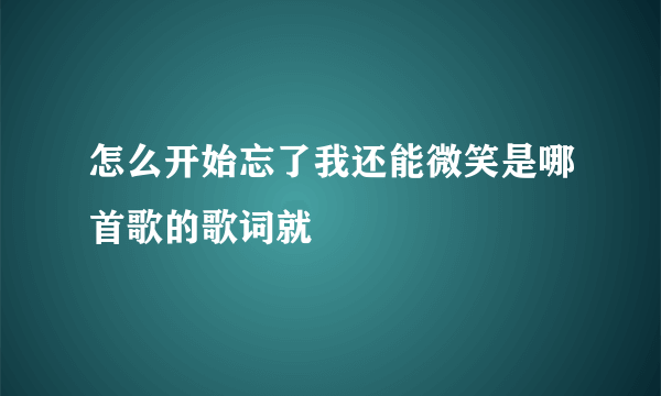 怎么开始忘了我还能微笑是哪首歌的歌词就