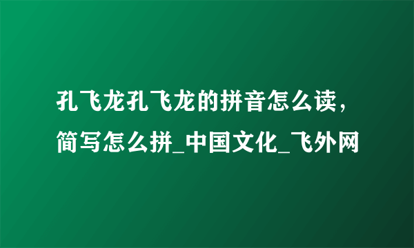 孔飞龙孔飞龙的拼音怎么读，简写怎么拼_中国文化_飞外网