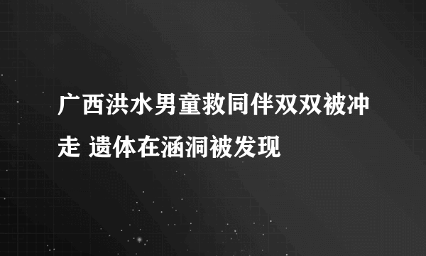 广西洪水男童救同伴双双被冲走 遗体在涵洞被发现