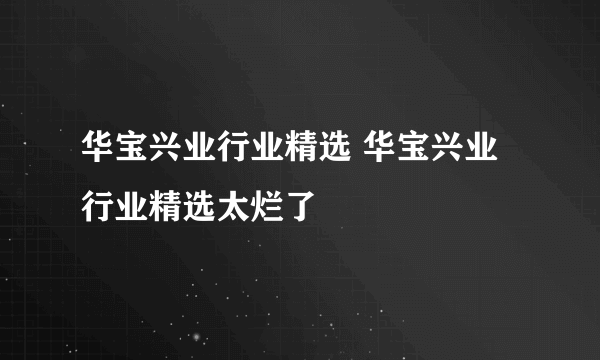 华宝兴业行业精选 华宝兴业行业精选太烂了