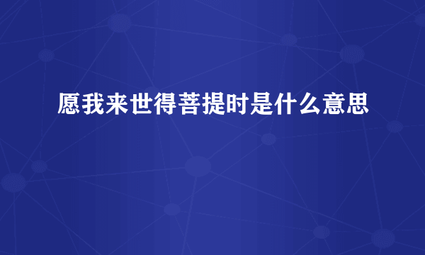 愿我来世得菩提时是什么意思