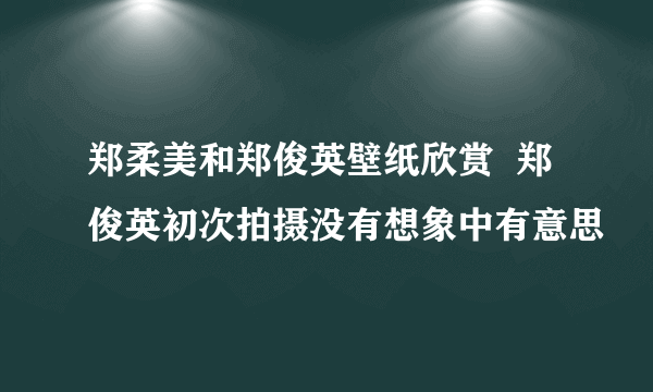 郑柔美和郑俊英壁纸欣赏  郑俊英初次拍摄没有想象中有意思