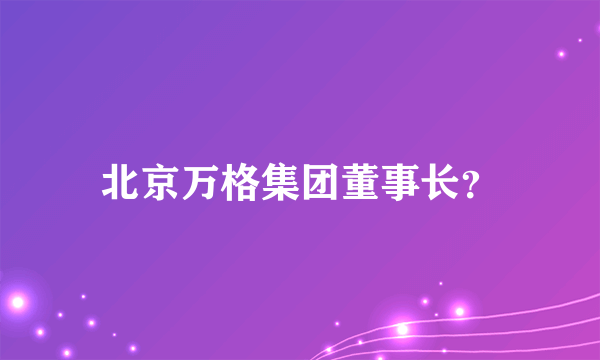 北京万格集团董事长？