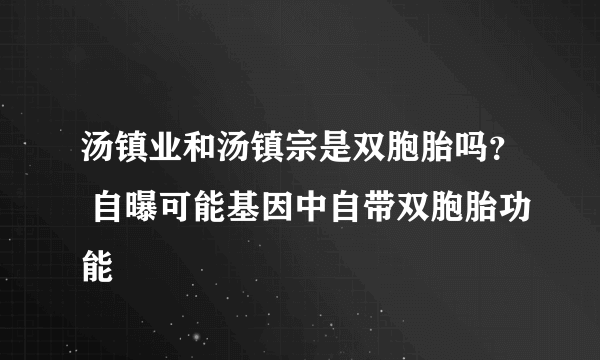 汤镇业和汤镇宗是双胞胎吗？ 自曝可能基因中自带双胞胎功能