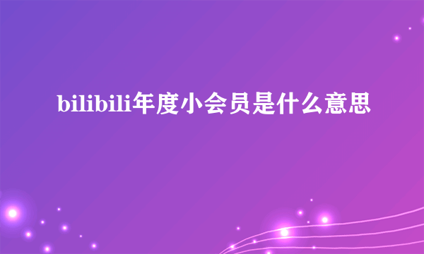 bilibili年度小会员是什么意思