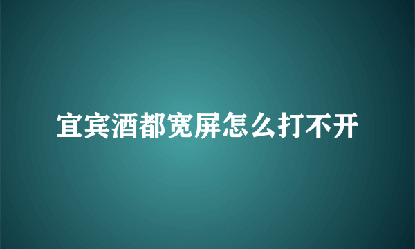 宜宾酒都宽屏怎么打不开