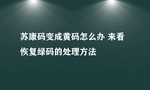 苏康码变成黄码怎么办 来看恢复绿码的处理方法