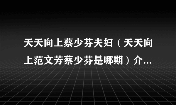 天天向上蔡少芬夫妇（天天向上范文芳蔡少芬是哪期）介绍_飞外网