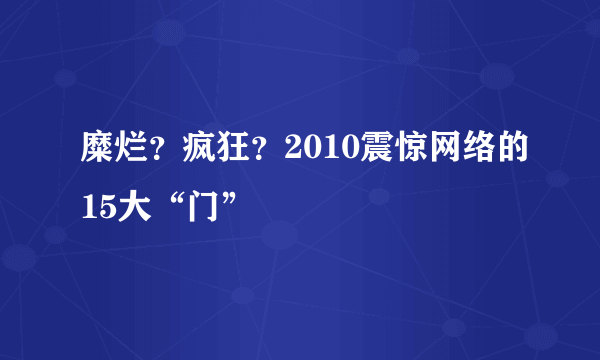 糜烂？疯狂？2010震惊网络的15大“门”