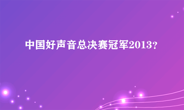 中国好声音总决赛冠军2013？