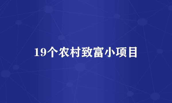 19个农村致富小项目