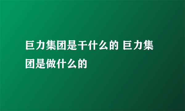 巨力集团是干什么的 巨力集团是做什么的