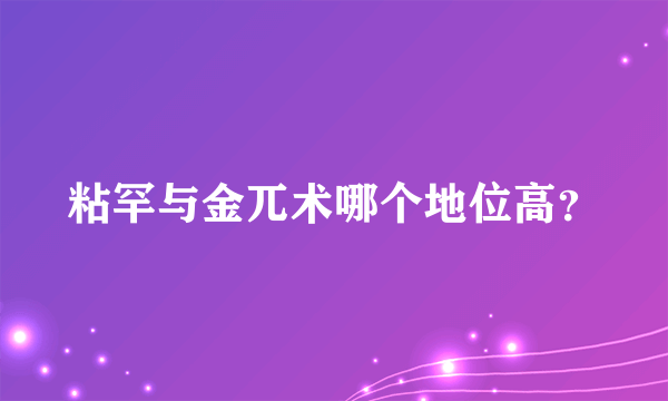 粘罕与金兀术哪个地位高？