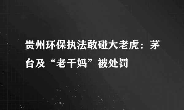 贵州环保执法敢碰大老虎：茅台及“老干妈”被处罚