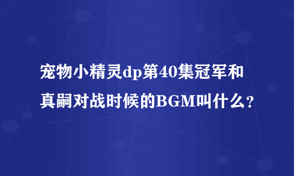 宠物小精灵dp第40集冠军和真嗣对战时候的BGM叫什么？