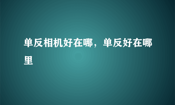 单反相机好在哪，单反好在哪里