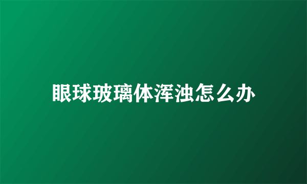 眼球玻璃体浑浊怎么办