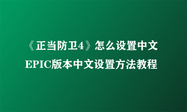 《正当防卫4》怎么设置中文 EPIC版本中文设置方法教程