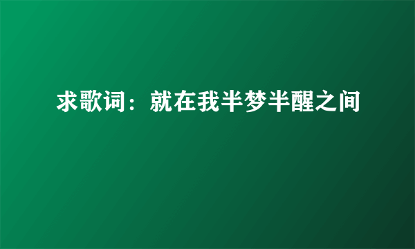 求歌词：就在我半梦半醒之间