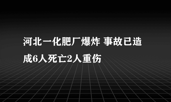 河北一化肥厂爆炸 事故已造成6人死亡2人重伤