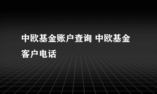 中欧基金账户查询 中欧基金客户电话