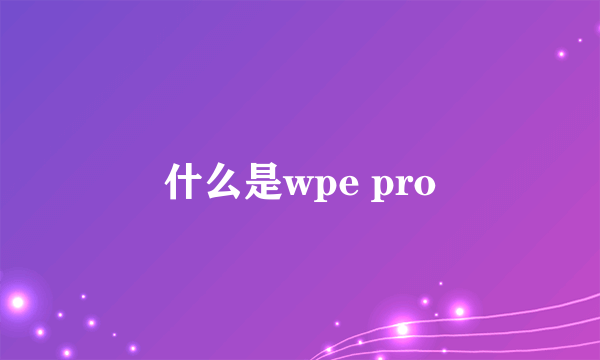 什么是wpe pro