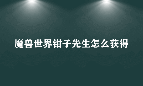 魔兽世界钳子先生怎么获得