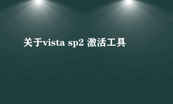 关于vista sp2 激活工具